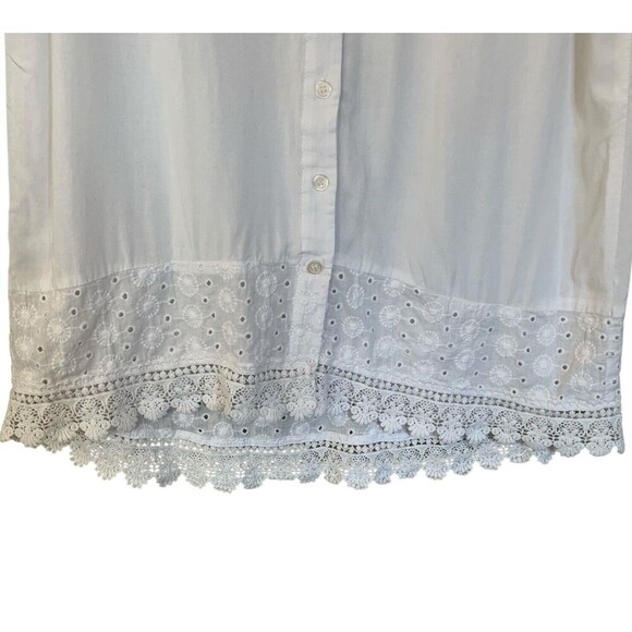 SPENSE Embroidered Tunic Tank Blouse Top Womens Size Large White Floral Button - Picture 4 of 8